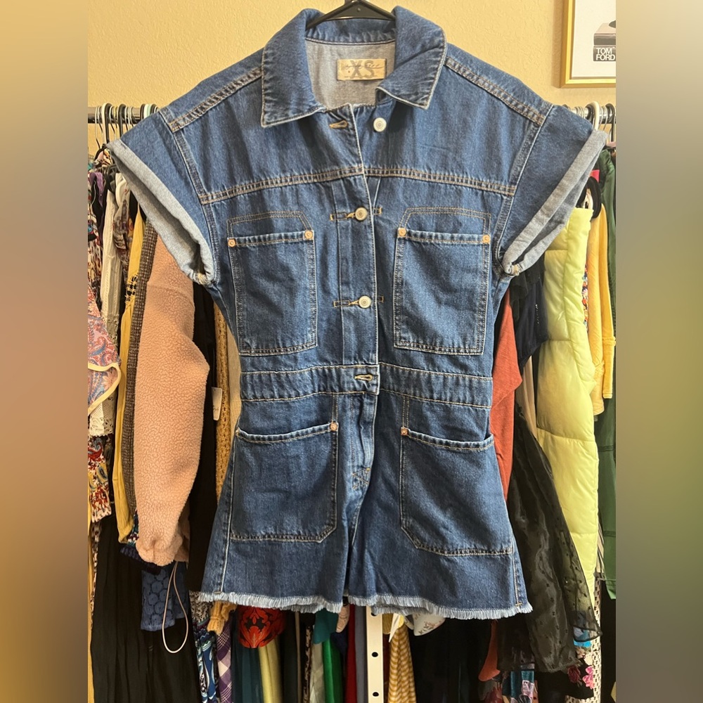 Free People Work Hard Play Harder Romper, XS NWOT - Picture 4 of 5